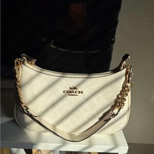 Coach Ivory Shoulder Bag with Gold Accents